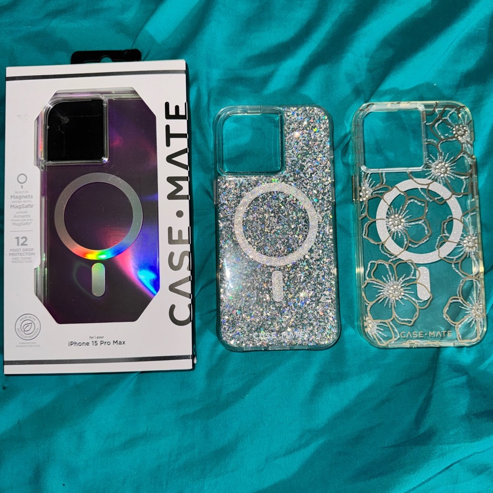 Case-Mate iPhone 15 Pro Max Glitter and Floral Case Set